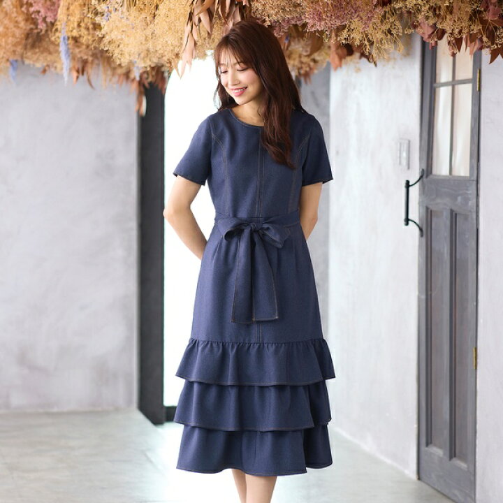 楽天市場】デニムライクティアードワンピース／ローズティアラ（Rose  