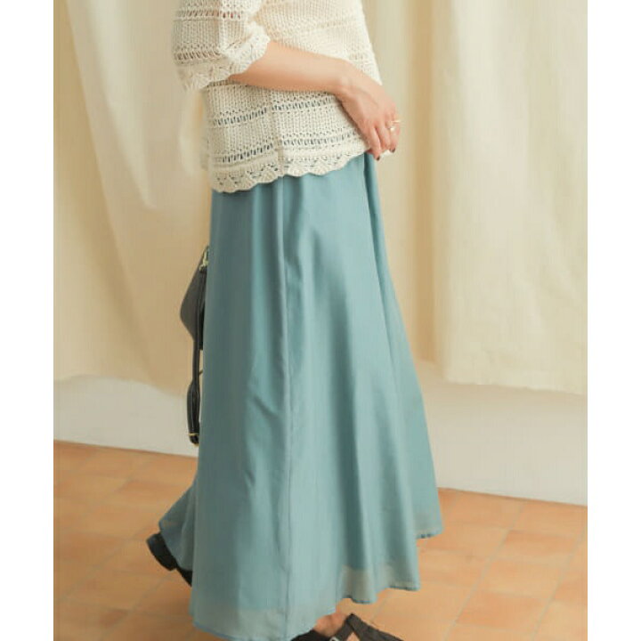 美品 慈雨 変形 ロングスカート サイズ40 シアー コットン シルク