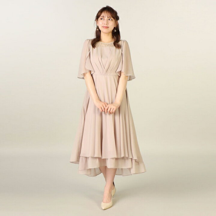 楽天市場】《お呼ばれドレス》レースヨークシフォンドレス 