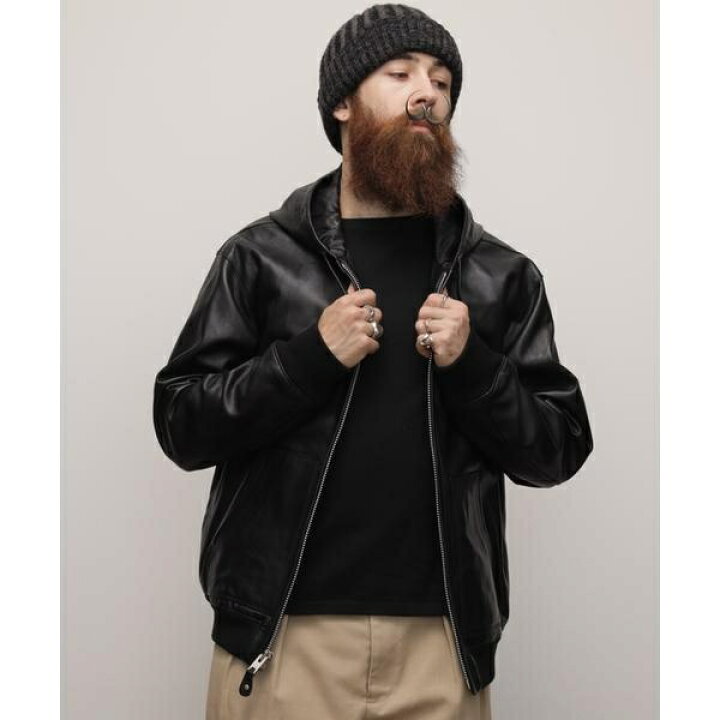 楽天市場】LEATHER FULLZIP PARKA／レザー フルジップ パーカー 