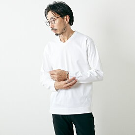 マーセライズドスムースVネックロングスリーブTシャツ／メンズメルローズ（MEN'S MELROSE）