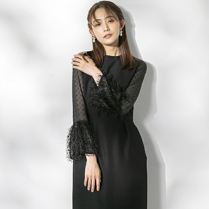 楽天市場】【kaene】ジャガードスリーブドレス ワンピース/結婚式  