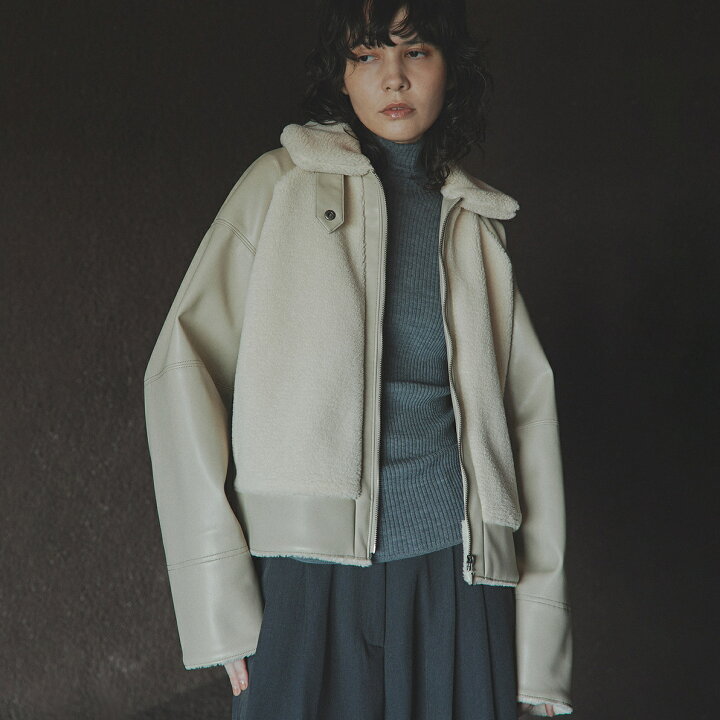 楽天市場】ボア切替フェイクレザー B-3 ショートブルゾン／テント 