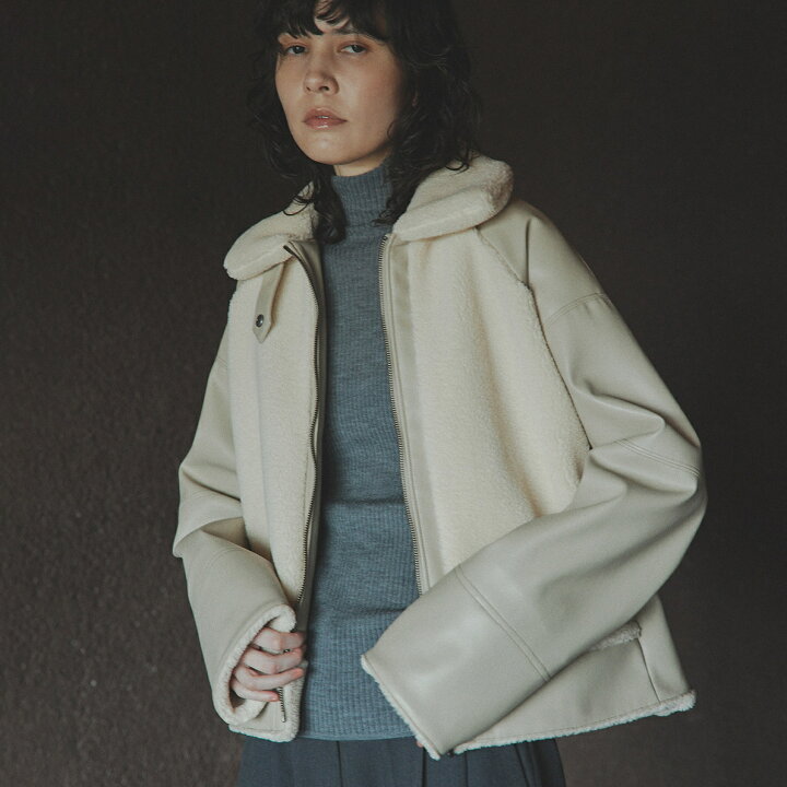 楽天市場】ボア切替フェイクレザー B-3 ショートブルゾン／テント 