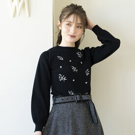 【23秋冬新作】すずらんパール刺繍ニット/MM338317／ミッシュマッシュ（MISCH MASCH）