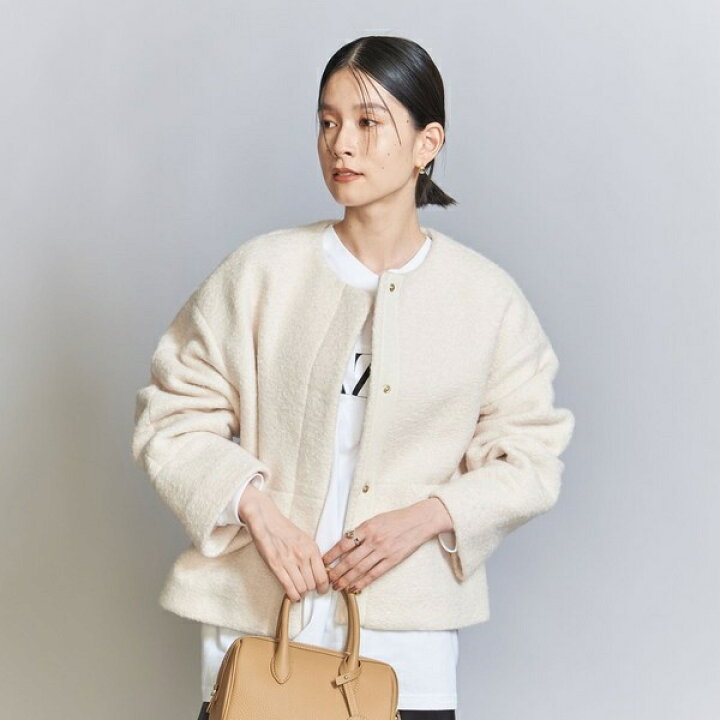 楽天市場】【WEB限定】ブークレ ノーカラーショートコート 