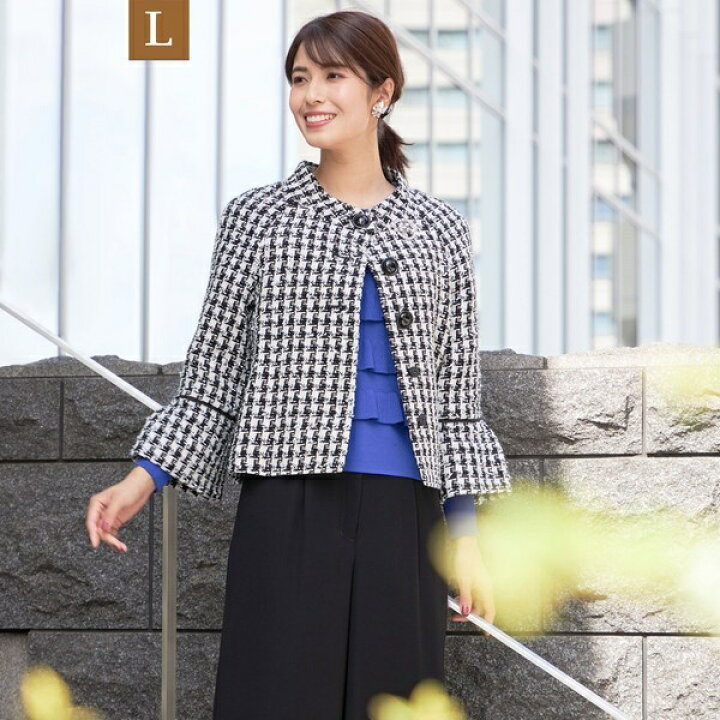 楽天市場】【L】ハウンドトゥースツイードスタンドカラー ジャケット  