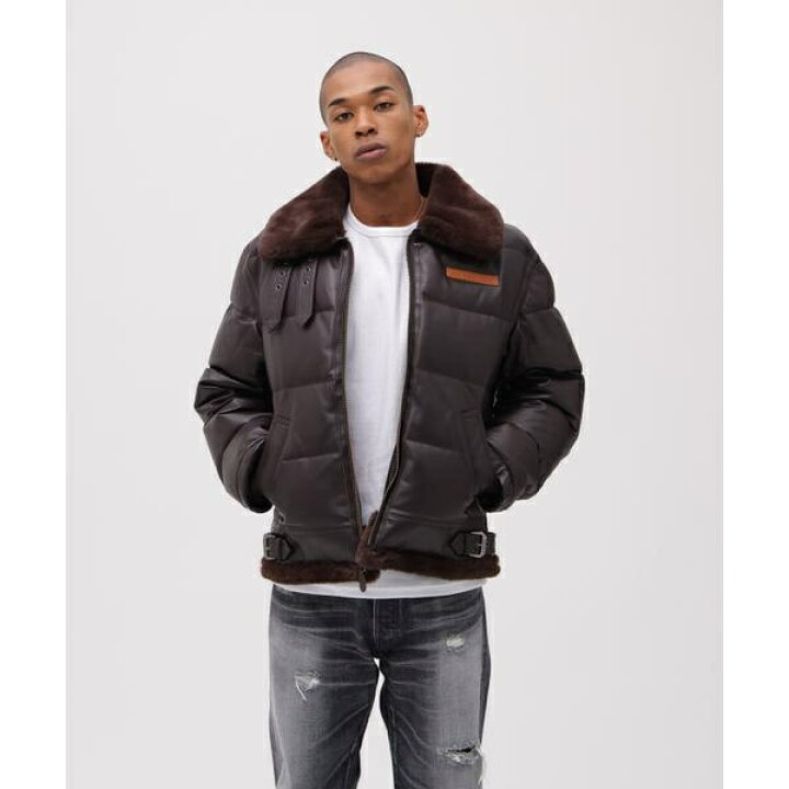 楽天市場】LEATHER DOWN BOMMER JACKET ／ レザー ダウン ボマー 