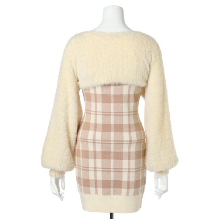 LIP SERVICE 付か チェックジャガードアンサンブルニットワンピース ピンク 