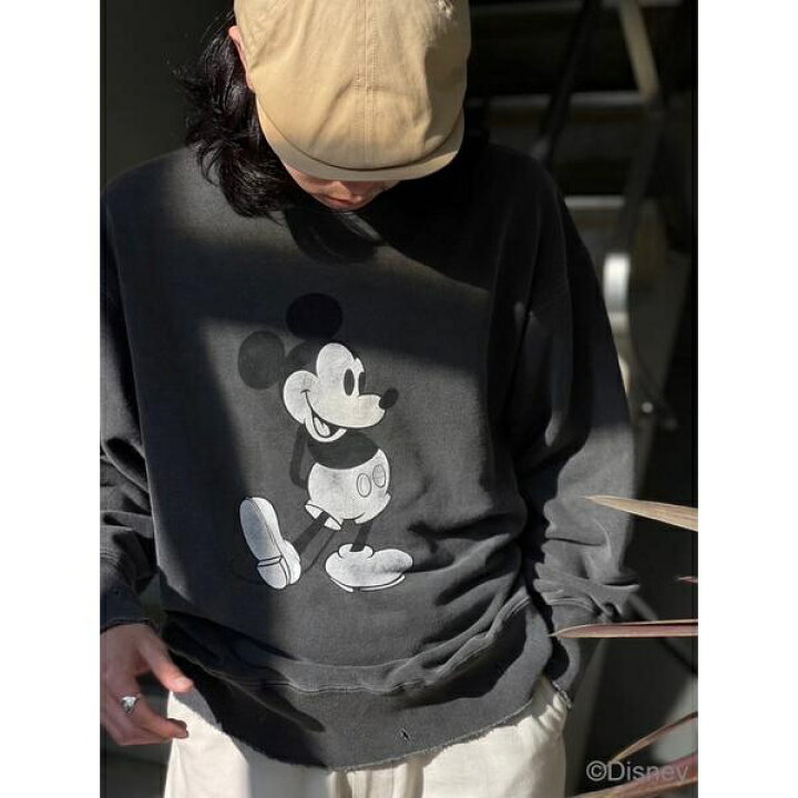 楽天市場】-ANCELLM／ ”MICKEY PRINT DAMAGE SWEAT SHIRT”／ガーデン 