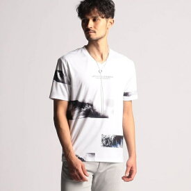 フォトラインプリント半袖Tシャツ／ニコルクラブフォーメン（NICOLE CLUB FOR MEN）