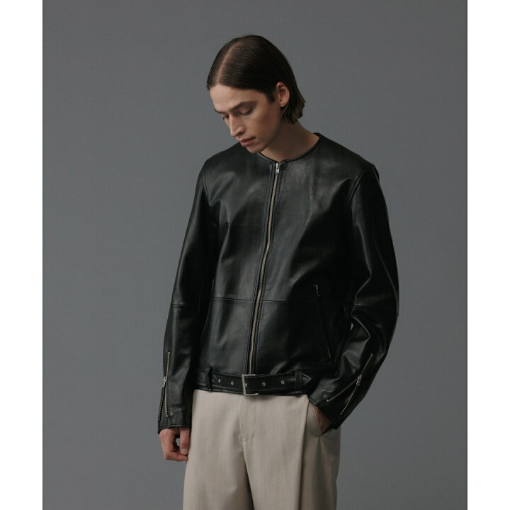 楽天市場】シープレザー ノーカラー ライダース ジャケット / UNISEX 