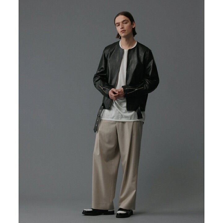 楽天市場】シープレザー ノーカラー ライダース ジャケット / UNISEX 