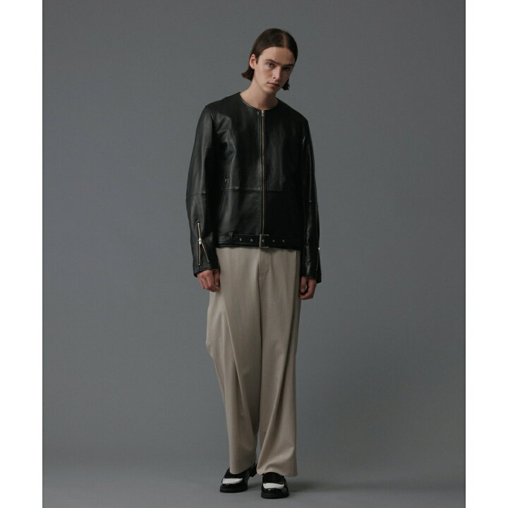 楽天市場】シープレザー ノーカラー ライダース ジャケット / UNISEX 