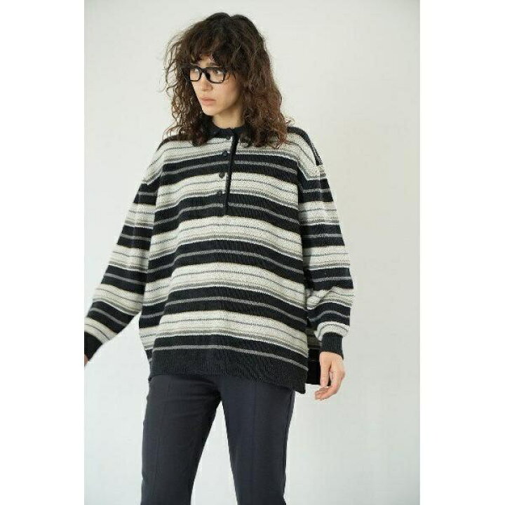 楽天市場】CLANE／クラネ／MULTI BORDER KNIT POLO TOPS  