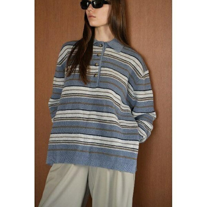 楽天市場】CLANE／クラネ／MULTI BORDER KNIT POLO TOPS 