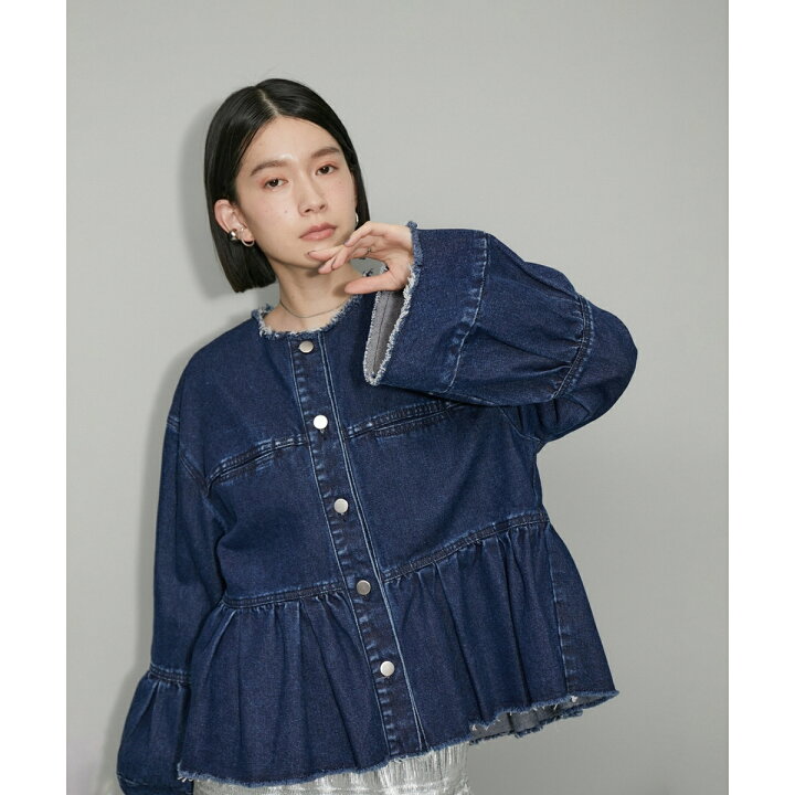 楽天市場】【WEB限定】カットオフペプラムデニムジャケット 
