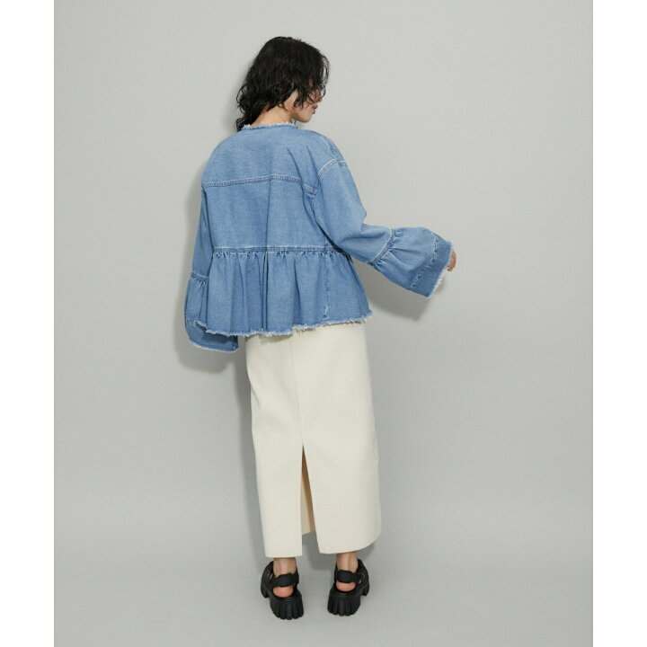 楽天市場】【WEB限定】カットオフペプラムデニムジャケット 