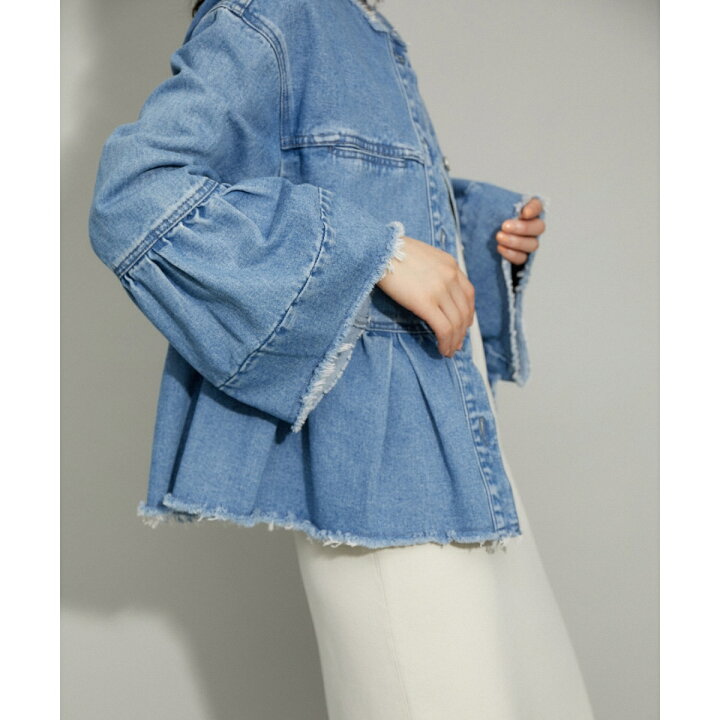 楽天市場】【WEB限定】カットオフペプラムデニムジャケット 