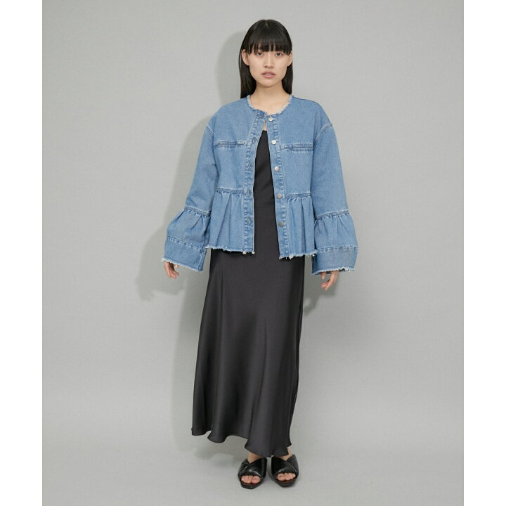 楽天市場】【WEB限定】カットオフペプラムデニムジャケット 