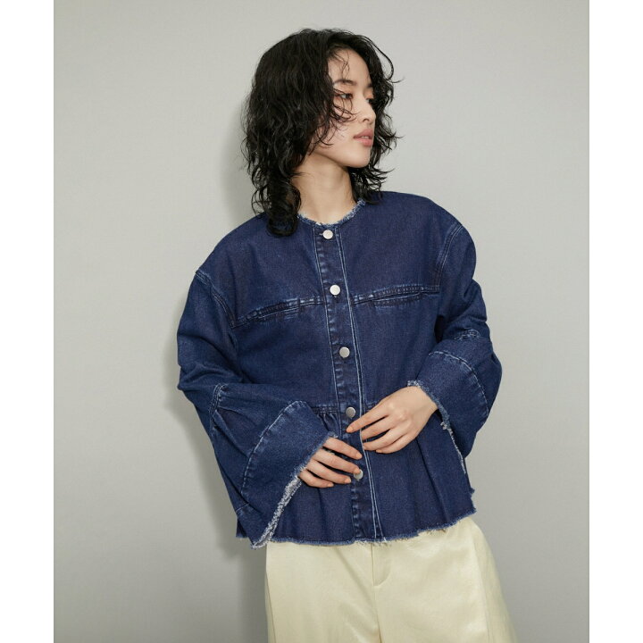 楽天市場】【WEB限定】カットオフペプラムデニムジャケット 