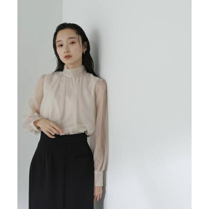 楽天市場】ハイネックボリュームシアーブラウス 24SS／ナチュラル 
