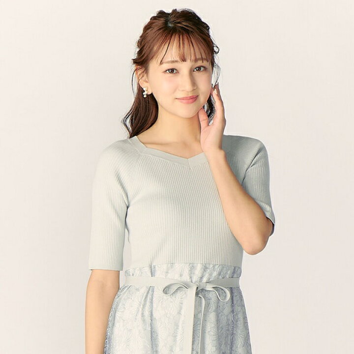 楽天市場】【WEB/一部店舗限定】レース×ニット ドッキングワンピース 