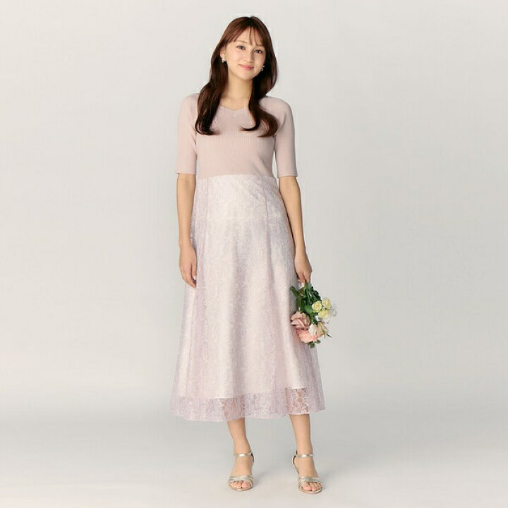 楽天市場】【WEB/一部店舗限定】レース×ニット ドッキングワンピース 