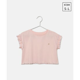 【KIDS】クロップドフリルスリーブTシャツ【WEB限定カラー：ピンク】／ロペピクニックキッズ（ROPE' PICNIC KIDS）