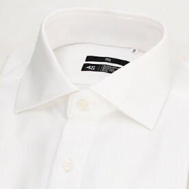 【長袖】ワイドカラーワイシャツ ホワイト 形態安定 ノーアイロン 白無地 年間 通年 4Sシャツ／スーツセレクト（SUIT SELECT）