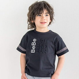エンボス加工ロゴ天竺BIG半袖Tシャツ(90~160cm)／ベベ（BeBe）