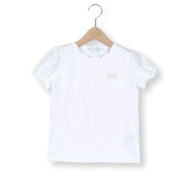 ラインストーンリボンxスカラップ襟半袖Tシャツ(90~140cm)／タルティーヌ エ ショコラ（Tartine et Chocolat）