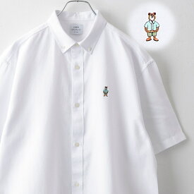 ワンポイントベア刺繍OXBDストライプ半袖シャツ／コーエン（coen）
