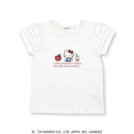 【ハローキティ×SLAPSLIP】フリルパフスリーブキャラクタープリントTシャツ(80~130cm)／スラップスリップ（SLAP SLIP）