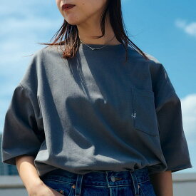 【WEB限定】SHIPS:〈汗染み防止加工〉ワンポイントロゴ ビッグシルエットヘビーウェイトTシャツ／シップス（SHIPS）