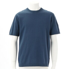 【stanley blacker】クルーネックニットTシャツ ブルー ウォッシャブル 綿100％／コナカ（konaka）