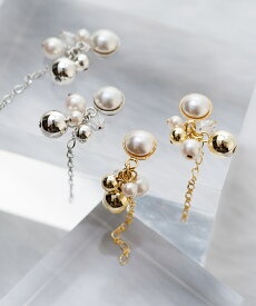 パール×ランダムスフィアチェーン／貼るだけピアス PiPPi（Harudake Pierce PiPPi）