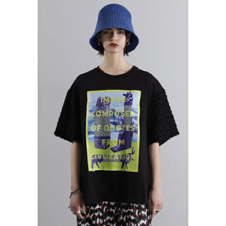 楽天市場】異素材スリーブ グラフィックTシャツ／ローズバッド（ROSE 