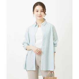 【小さいサイズ】ストライプ柄オーバーシャツブラウス/洗える／MK ミッシェルクラン（MK MICHEL KLEIN ）