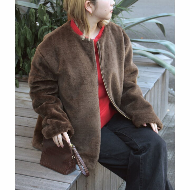 楽天市場】フェイクファーノーカラージャケット／ラビアンジェ  