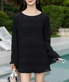 レディース水着 長袖シアートップス+ショートパンツ+ダブルストラップリブビキニ 4点セット／テディショップ（TeddyShop）