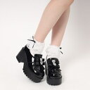 ビジューハート付ダブルリボン厚底パンプス／シーエス ティーアンドピー（cs T＆P）