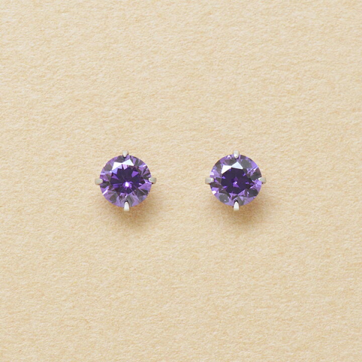 楽天市場】[ セカンドピアス] Ptパープルキュービックジルコニアピアス 