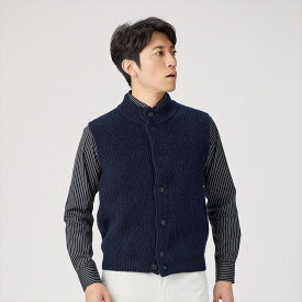 紡毛前開きニットベスト メンズ／ブリックハウス（BRICKHOUSE）