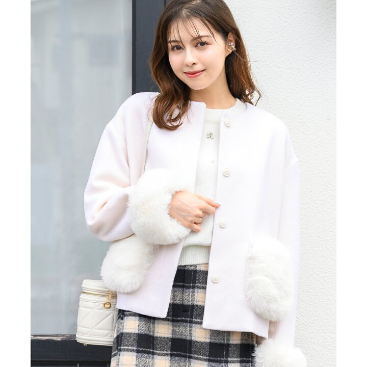 楽天市場】【24秋冬新作】ポケットファー付きコクーンショートコート  