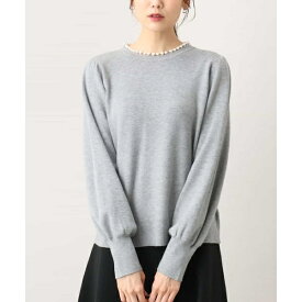 パール調ビーズネックデザインニット/洗える／オフオン（OFUON）