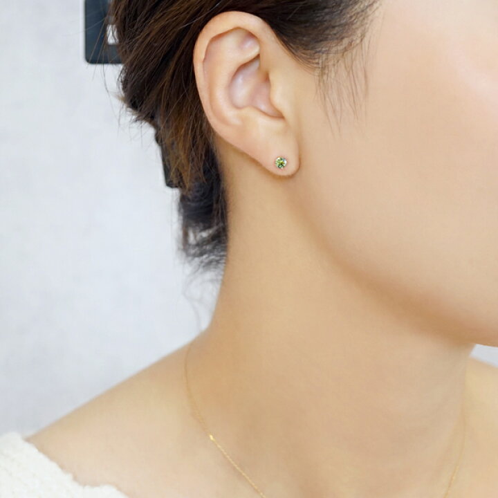 楽天市場】[ セカンドピアス] K18グリーントルマリンピアス／テイク 