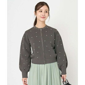 【小さいサイズ】パール調ビーズデザインニットブルゾン/洗える／MK ミッシェルクラン（MK MICHEL KLEIN ）
