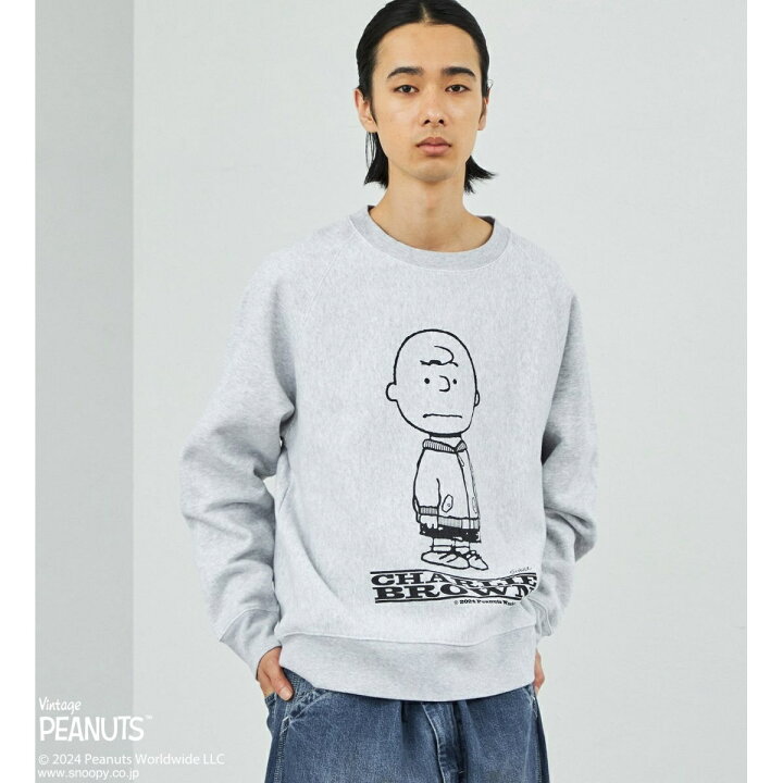 楽天市場】【PEANUTS x ALPHA】 ラグランスウェット長袖 (チャーリー 