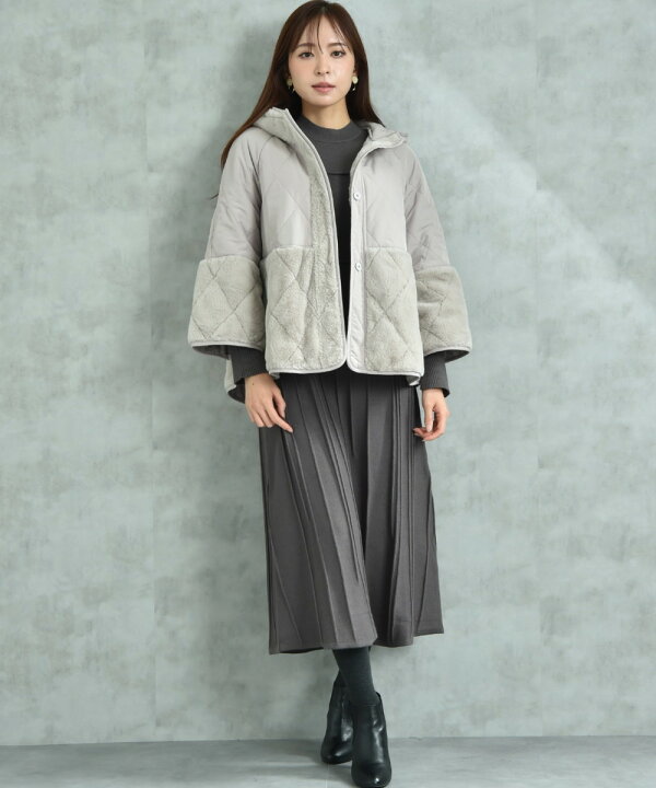 楽天市場】タフタ＊フェイクファーキルト切替フードコート／インター  